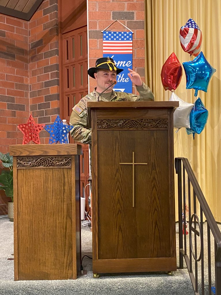 Anthony DeWitt addressing residents at Ridgecrest Village
