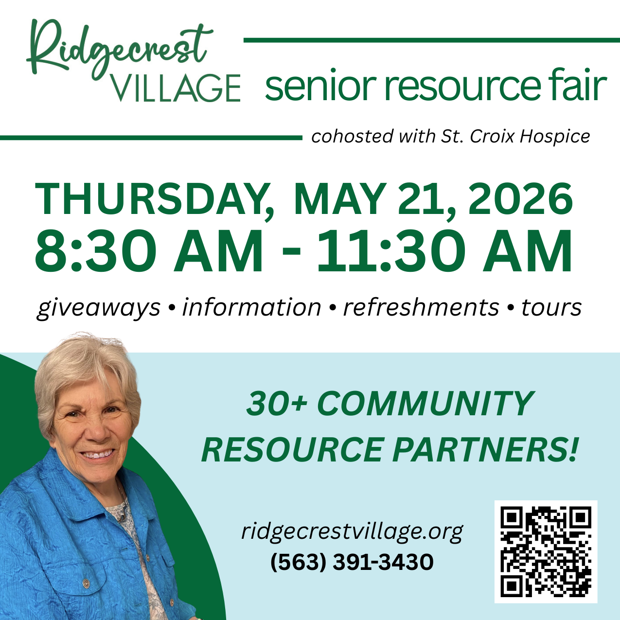 Pop-up graphic advertising Ridgecrest's Senior Resource Fair.