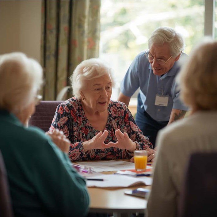 Community in healthcare setting a a get together.